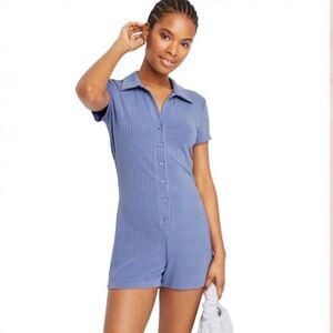Wild Fable One piece short overalls ribbed with stretch in Periwinkle Blue sz XL